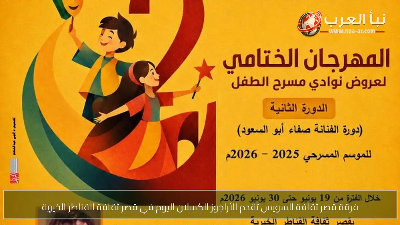 فرقة قصر ثقافة السويس تقدم الأراجوز الكسلان اليوم في قصر ثقافة القناطر الخيرية