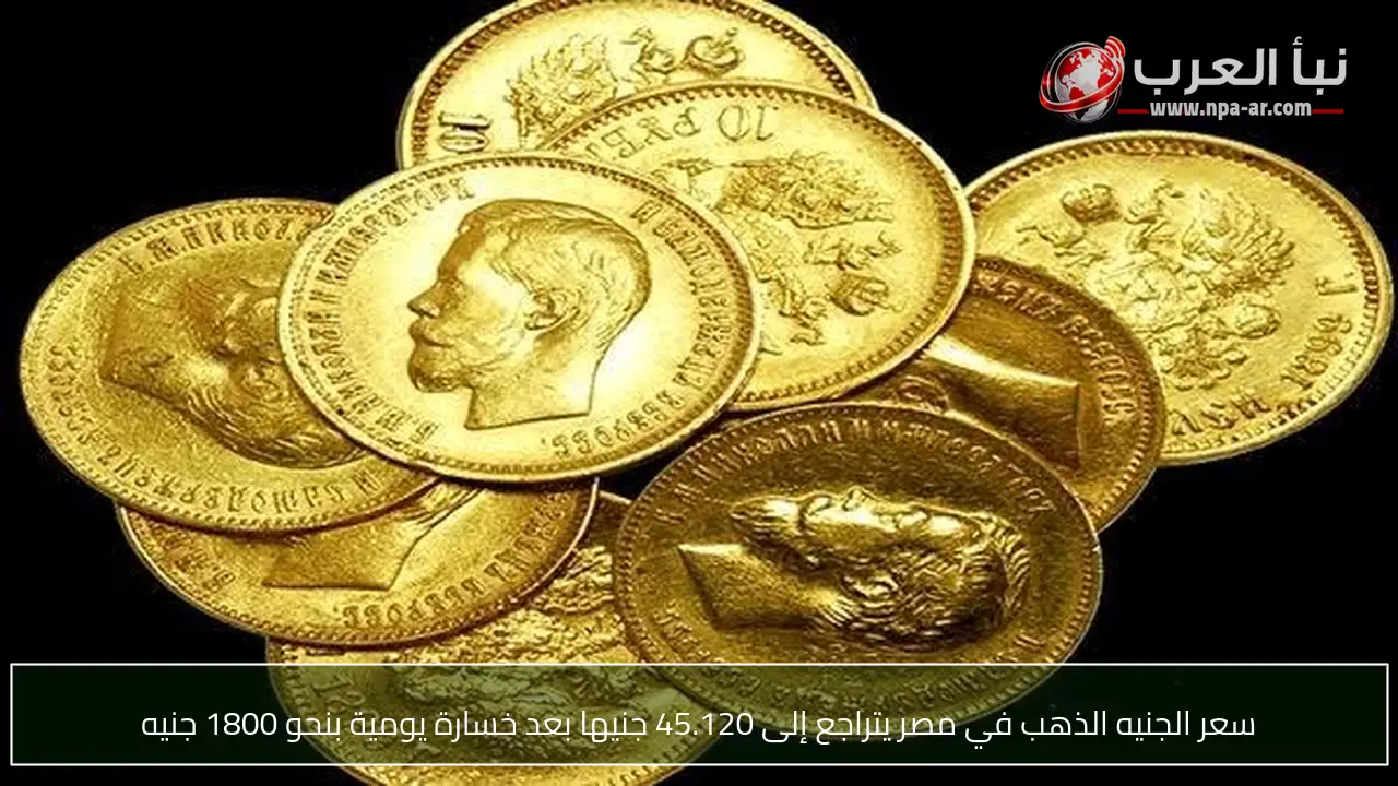 سعر الجنيه الذهب في مصر يتراجع إلى 45.120 جنيها بعد خسارة يومية بنحو 1800 جنيه
