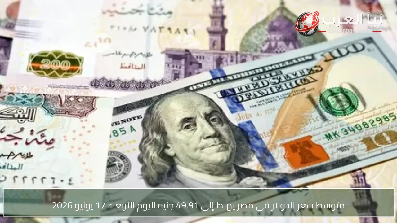 متوسط سعر الدولار في مصر يهبط إلى 49.91 جنيه اليوم الأربعاء 17 يونيو 2026