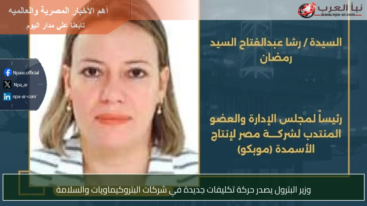 وزير البترول يصدر حركة تكليفات جديدة في شركات البتروكيماويات والسلامة