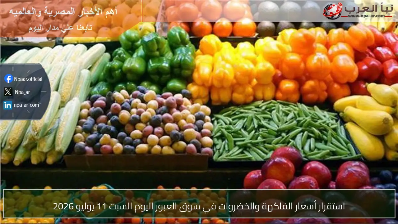 استقرار أسعار الفاكهة والخضروات في سوق العبور اليوم السبت 11 يوليو 2026