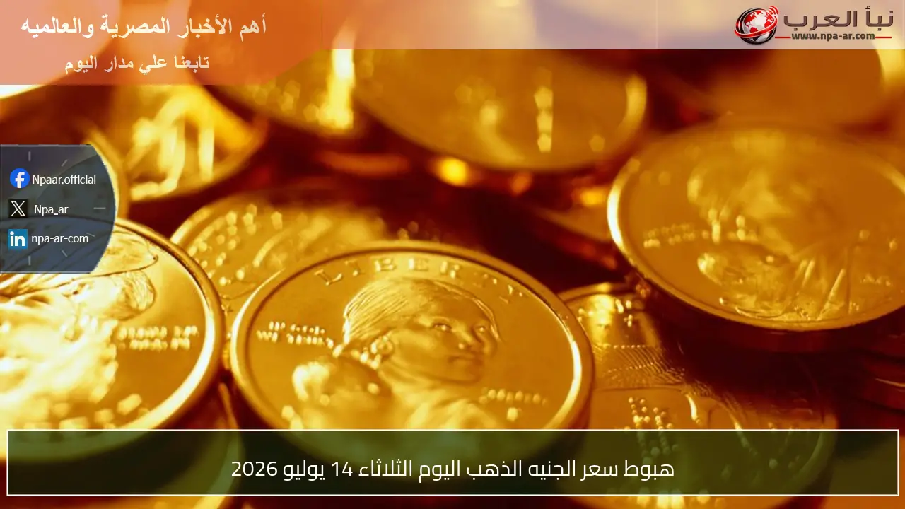 هبوط سعر الجنيه الذهب اليوم الثلاثاء 14 يوليو 2026