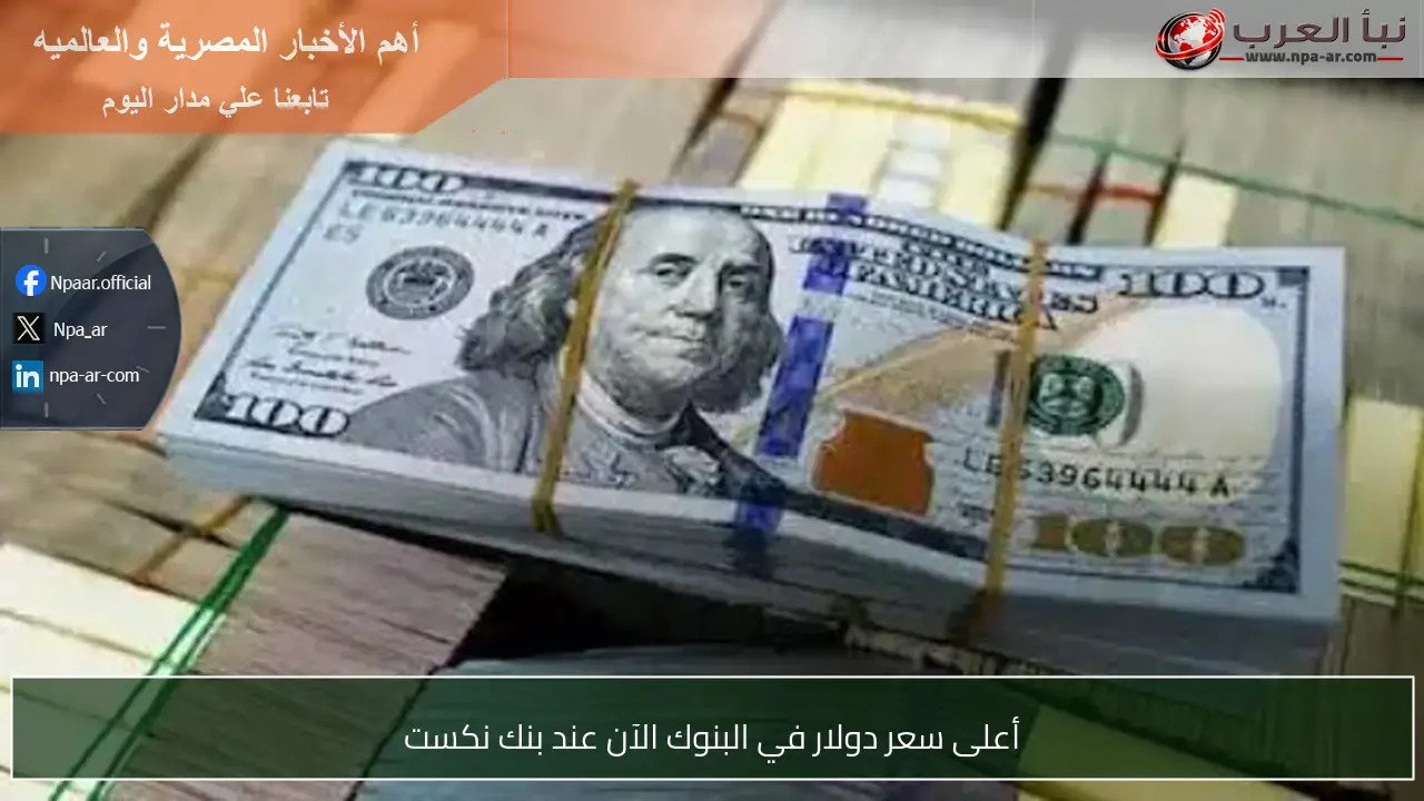 أعلى سعر دولار في البنوك الآن عند بنك نكست