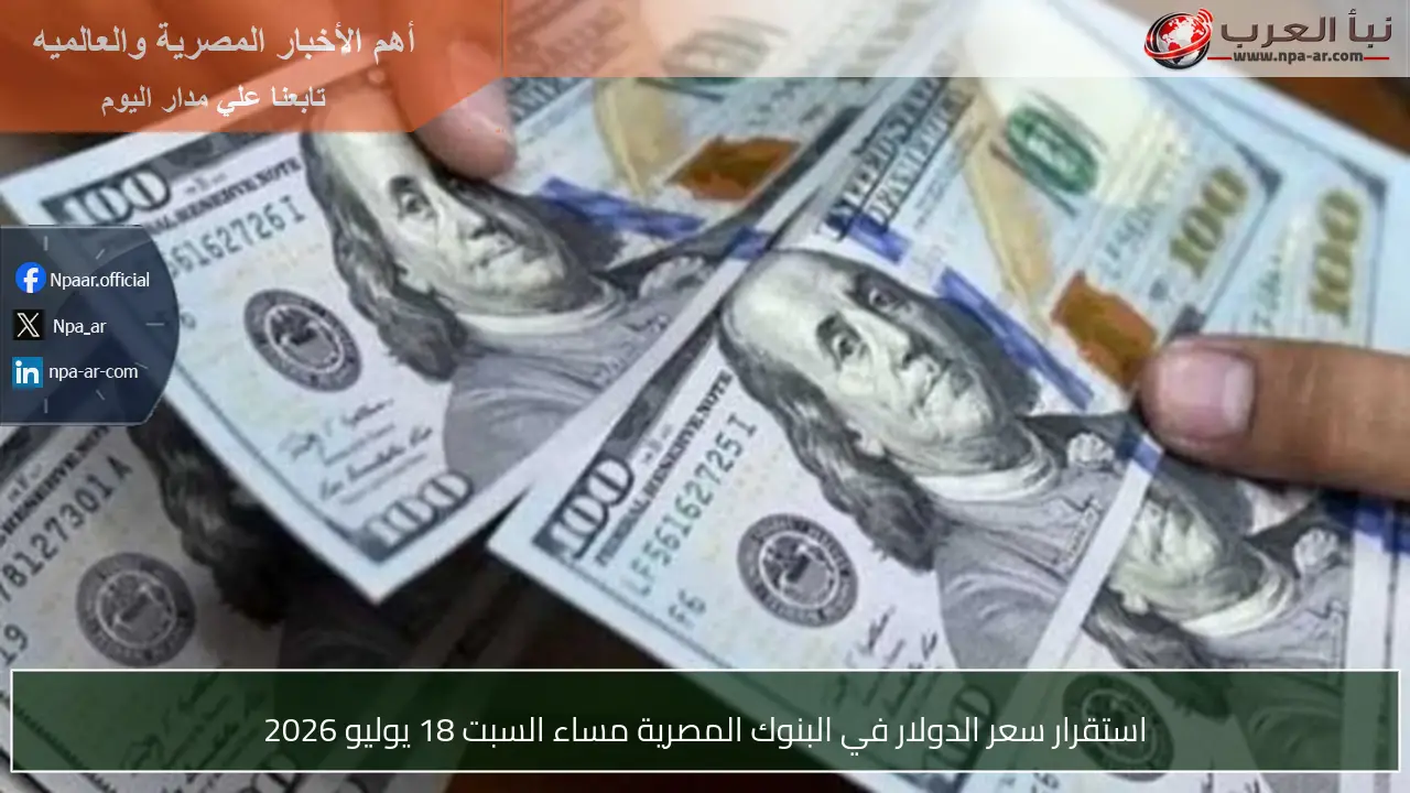 استقرار سعر الدولار في البنوك المصرية مساء السبت 18 يوليو 2026