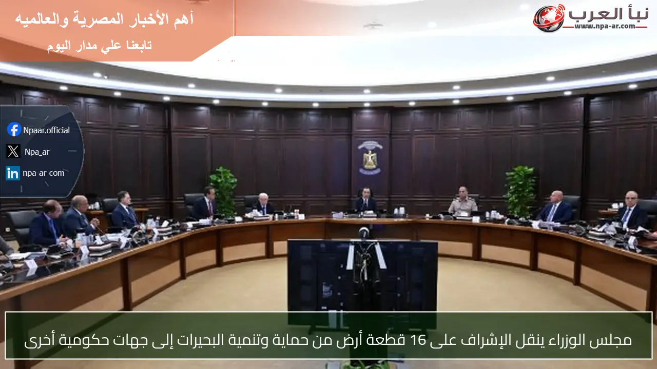 مجلس الوزراء ينقل الإشراف على 16 قطعة أرض من حماية وتنمية البحيرات إلى جهات حكومية أخرى
