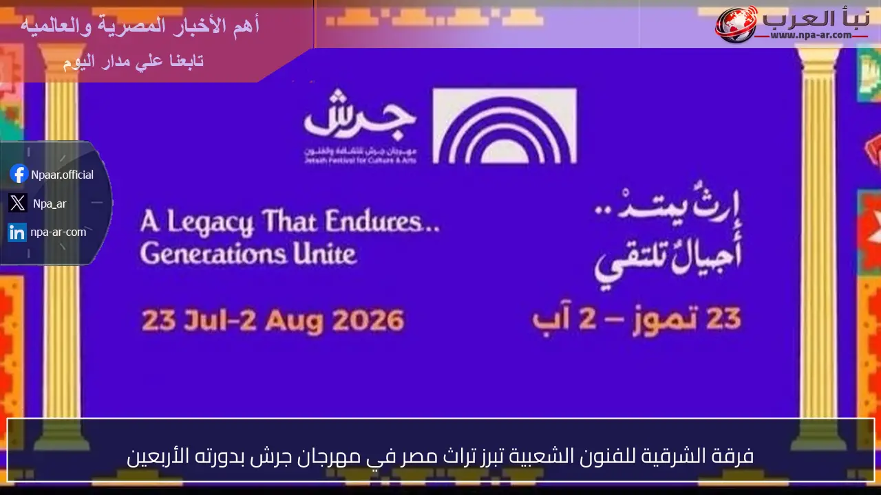 فرقة الشرقية للفنون الشعبية تبرز تراث مصر في مهرجان جرش بدورته الأربعين