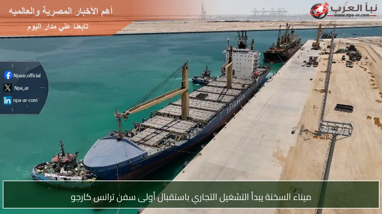 ميناء السخنة يبدأ التشغيل التجاري باستقبال أولى سفن ترانس كارجو