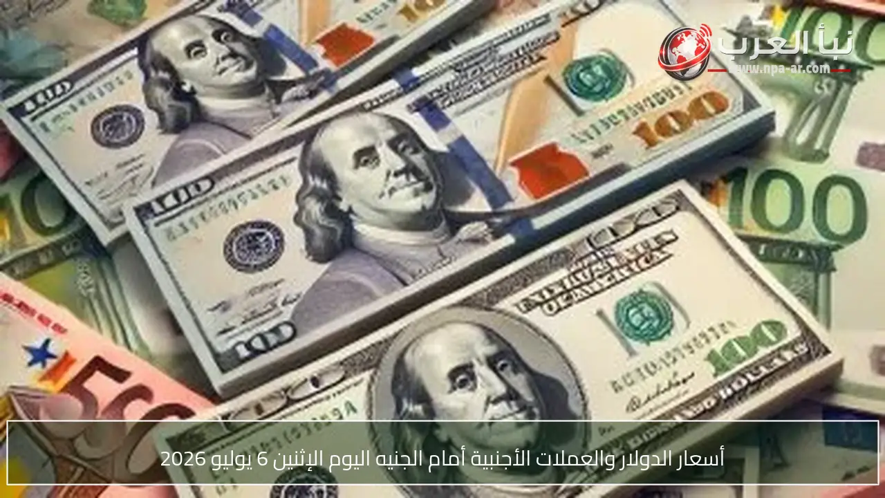 أسعار الدولار والعملات الأجنبية أمام الجنيه اليوم الإثنين 6 يوليو 2026