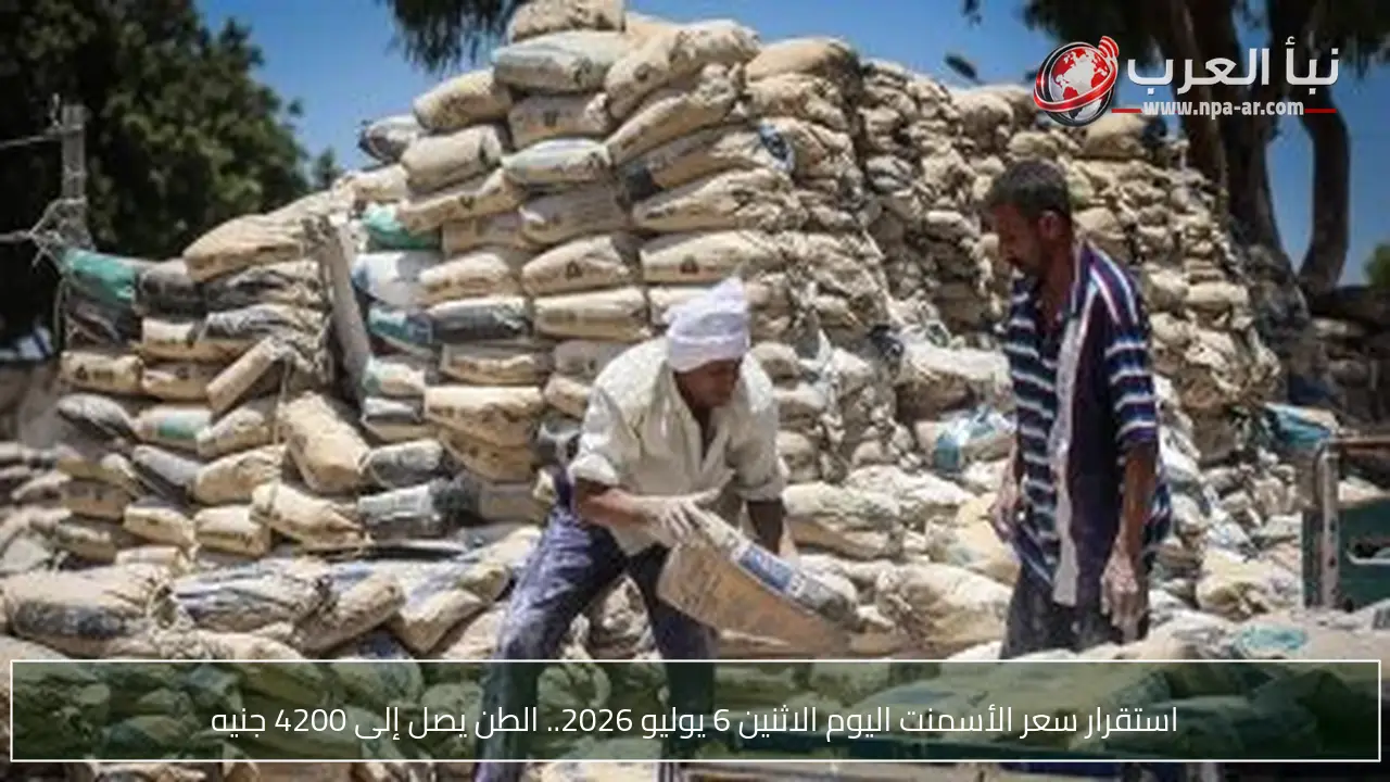 استقرار سعر الأسمنت اليوم الاثنين 6 يوليو 2026.. الطن يصل إلى 4200 جنيه