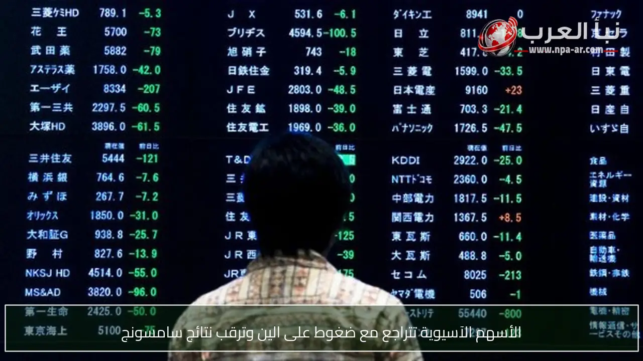 الأسهم الآسيوية تتراجع مع ضغوط على الين وترقب نتائج سامسونج