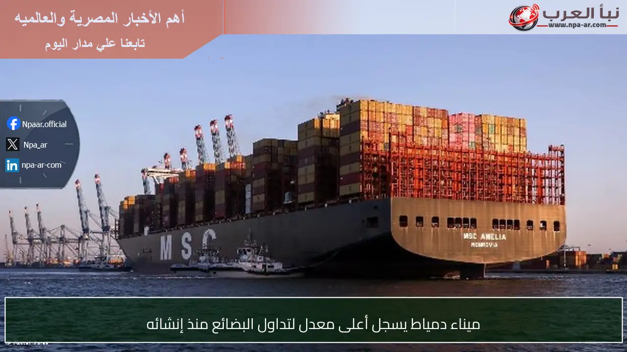 ميناء دمياط يسجل أعلى معدل لتداول البضائع منذ إنشائه