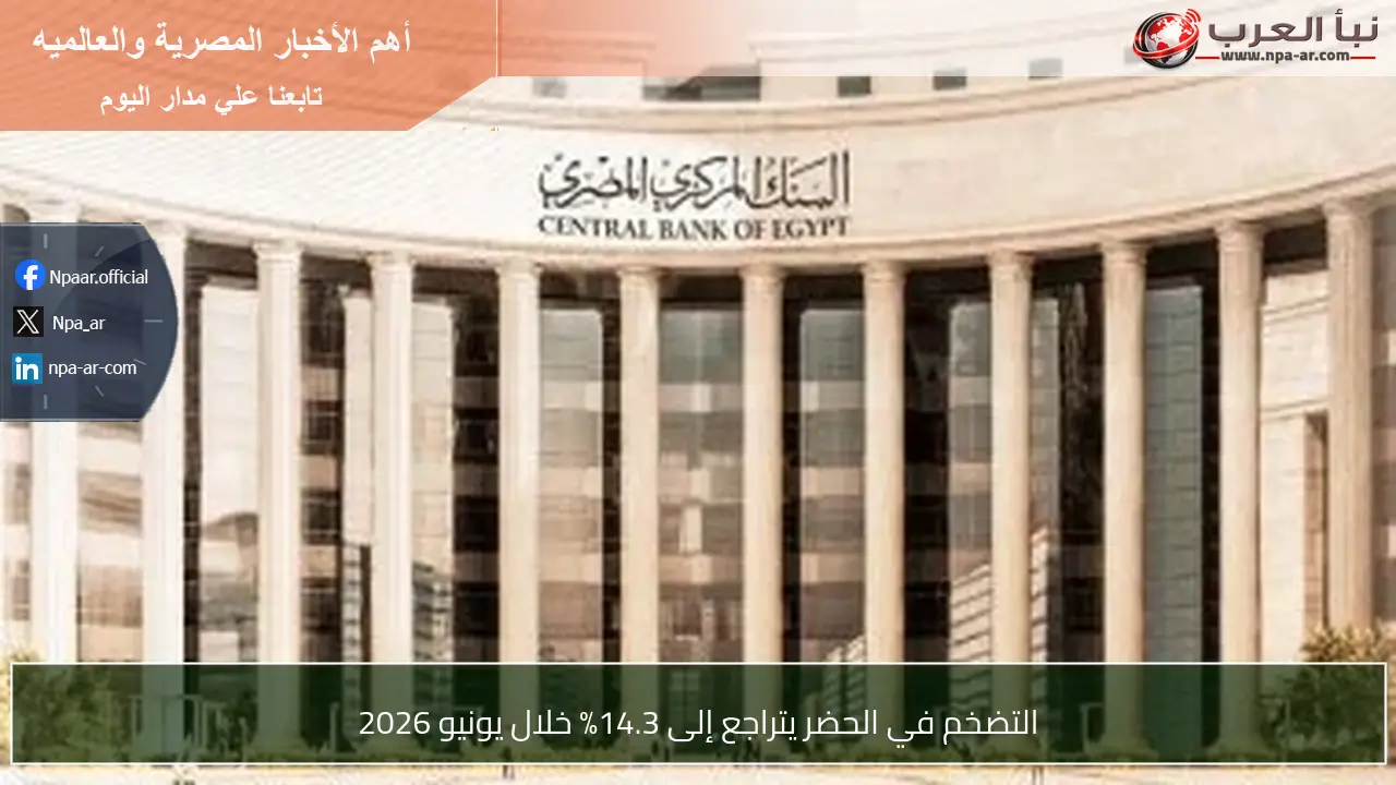 التضخم في الحضر يتراجع إلى 14.3% خلال يونيو 2026