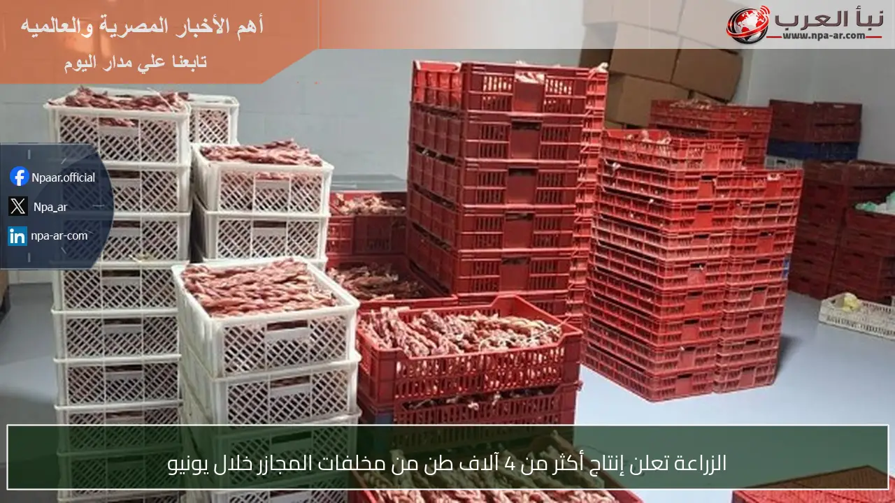 الزراعة تعلن إنتاج أكثر من 4 آلاف طن من مخلفات المجازر خلال يونيو