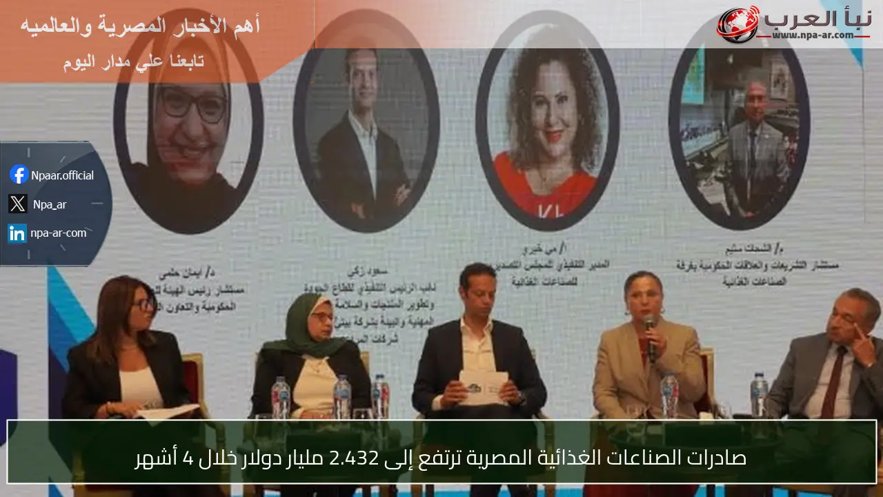 صادرات الصناعات الغذائية المصرية ترتفع إلى 2.432 مليار دولار خلال 4 أشهر