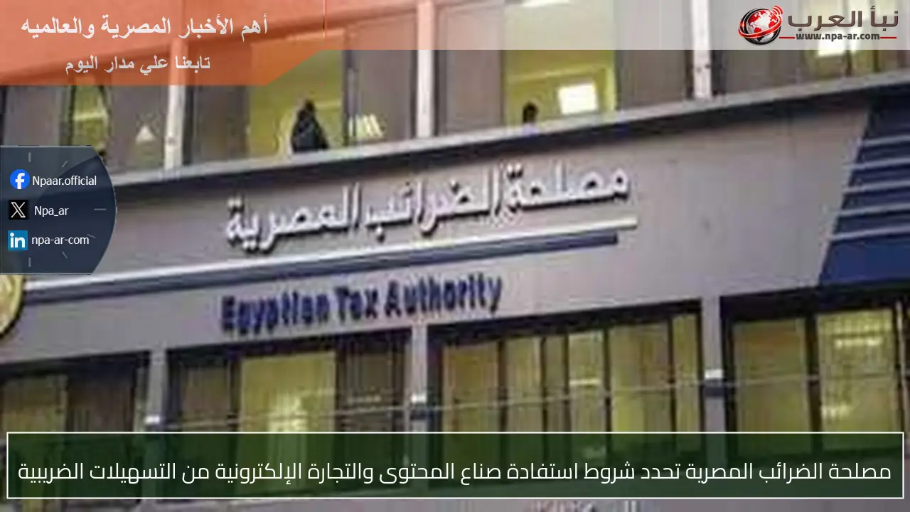 مصلحة الضرائب المصرية تحدد شروط استفادة صناع المحتوى والتجارة الإلكترونية من التسهيلات الضريبية