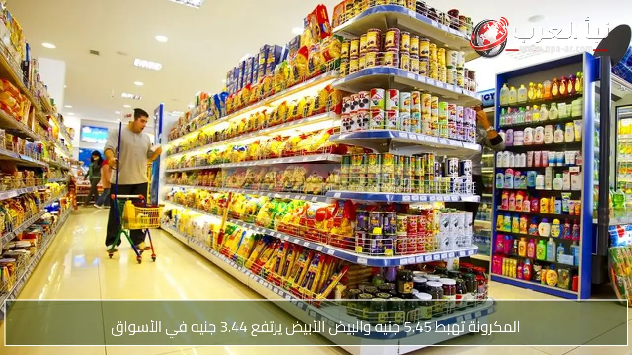 المكرونة تهبط 5.45 جنيه والبيض الأبيض يرتفع 3.44 جنيه في الأسواق
