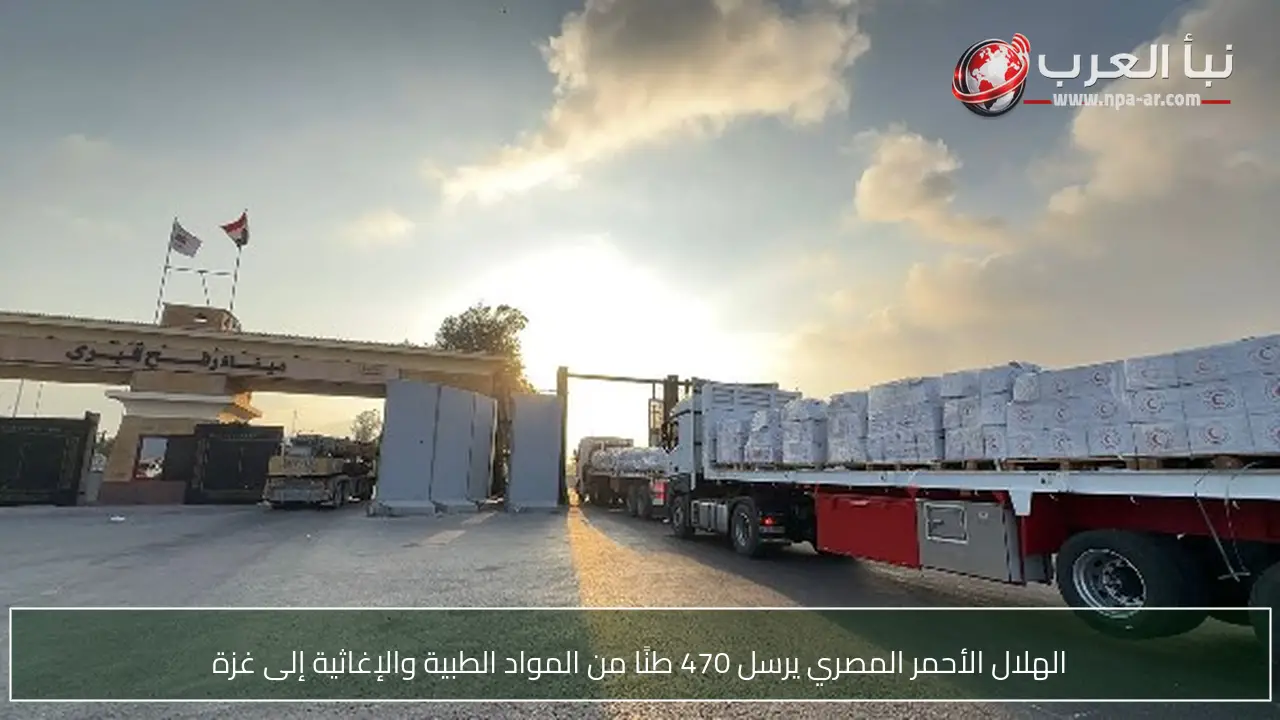 الهلال الأحمر المصري يرسل 470 طنًا من المواد الطبية والإغاثية إلى غزة