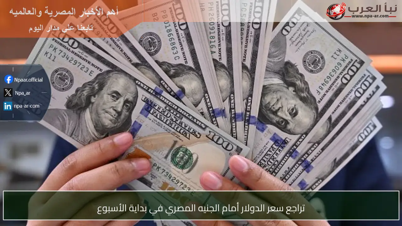 تراجع سعر الدولار أمام الجنيه المصري في بداية الأسبوع