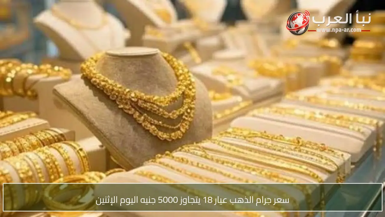 سعر جرام الذهب عيار 18 يتجاوز 5000 جنيه اليوم الإثنين