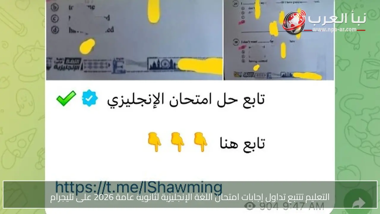 التعليم تتتبع تداول إجابات امتحان اللغة الإنجليزية لثانوية عامة 2026 على تليجرام