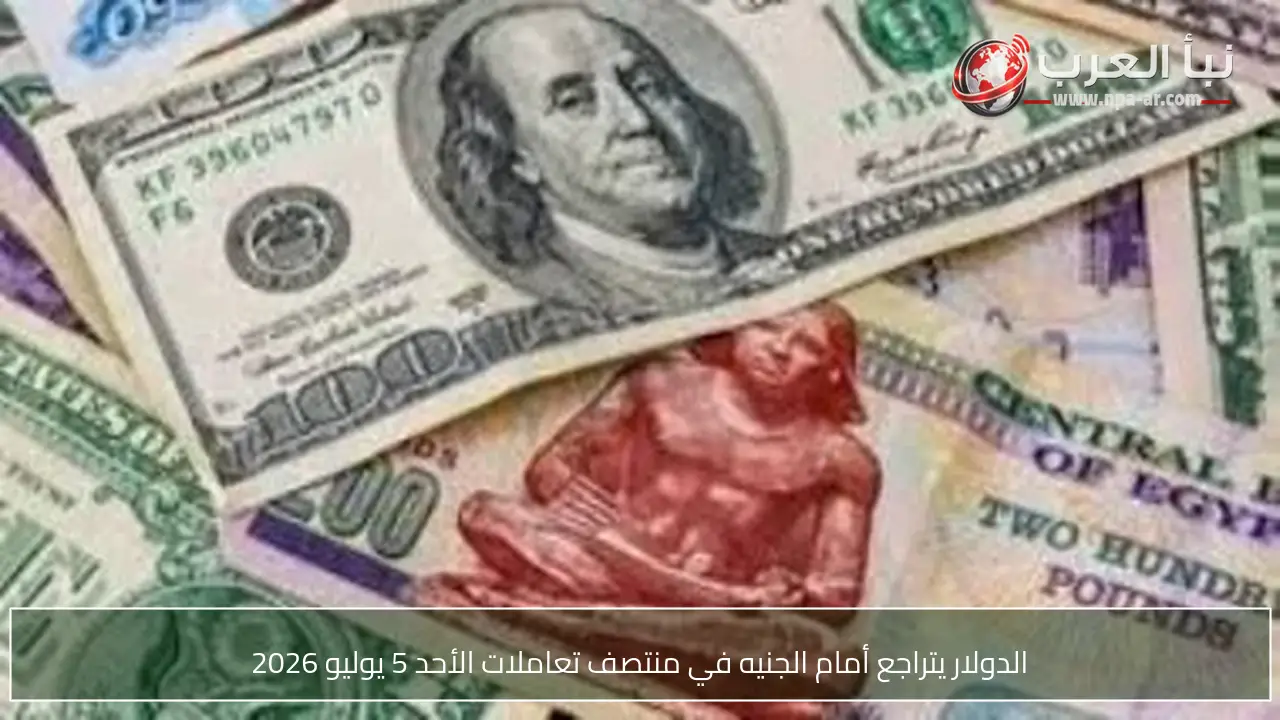 الدولار يتراجع أمام الجنيه في منتصف تعاملات الأحد 5 يوليو 2026