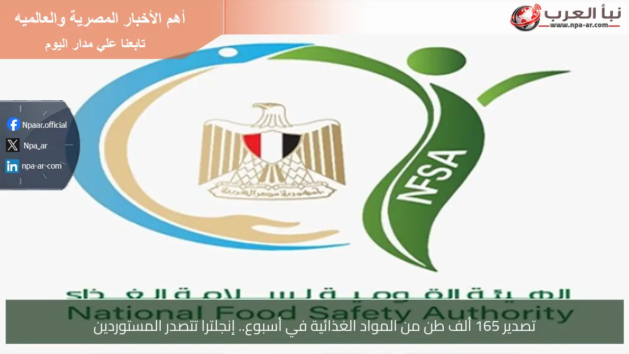 تصدير 165 ألف طن من المواد الغذائية في أسبوع.. إنجلترا تتصدر المستوردين