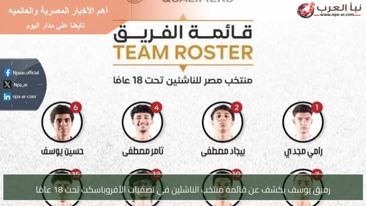 رفيق يوسف يكشف عن قائمة منتخب الناشئين في تصفيات الأفروباسكت تحت 18 عامًا