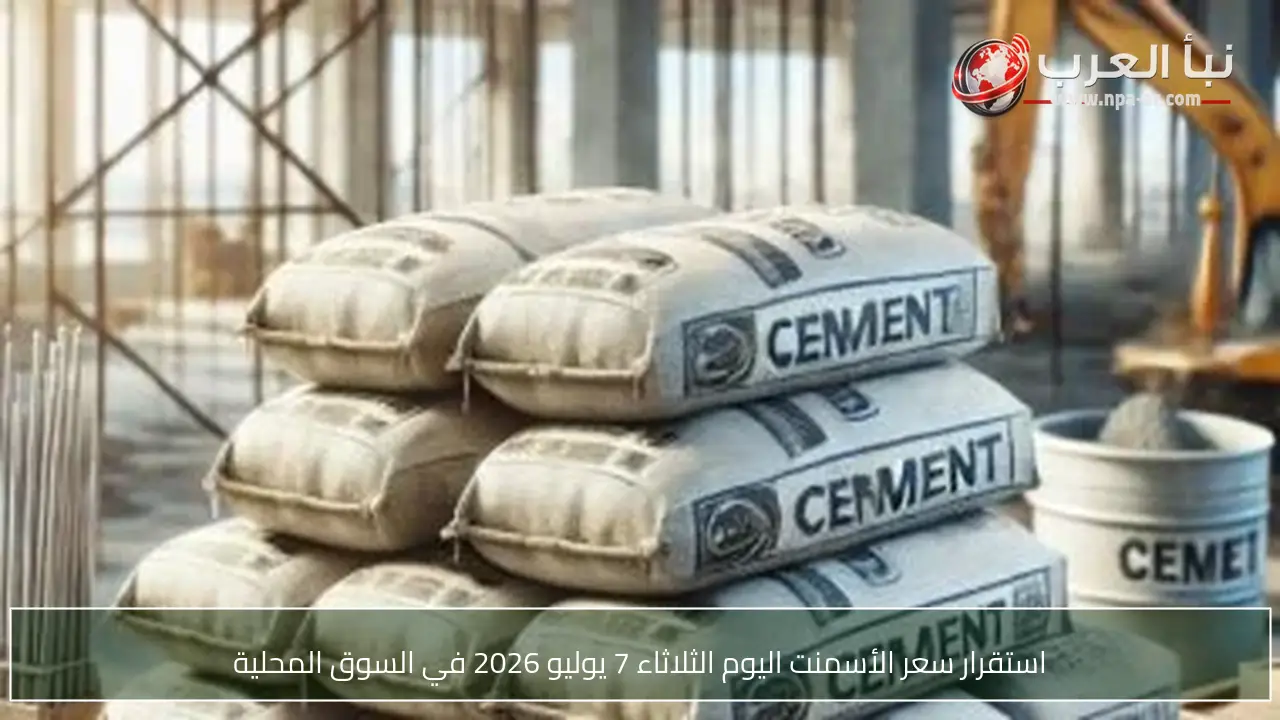 استقرار سعر الأسمنت اليوم الثلاثاء 7 يوليو 2026 في السوق المحلية