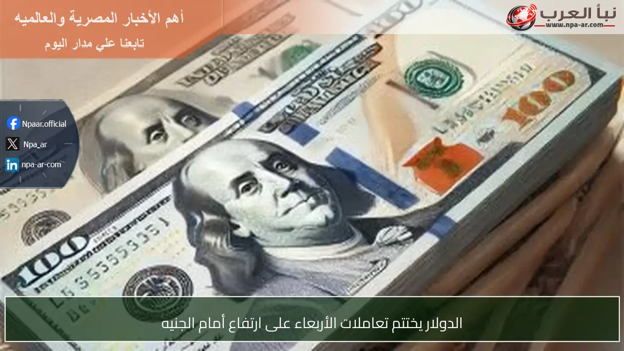 الدولار يختتم تعاملات الأربعاء على ارتفاع أمام الجنيه