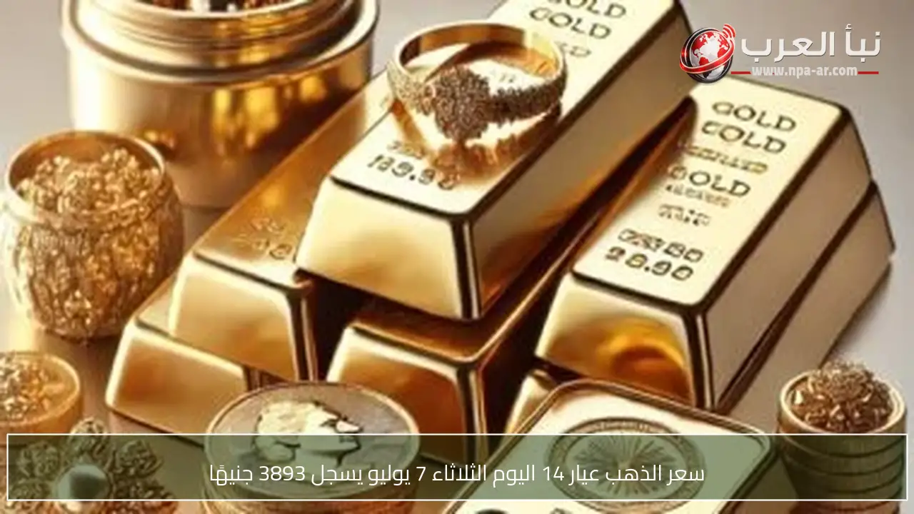 سعر الذهب عيار 14 اليوم الثلاثاء 7 يوليو يسجل 3893 جنيهًا