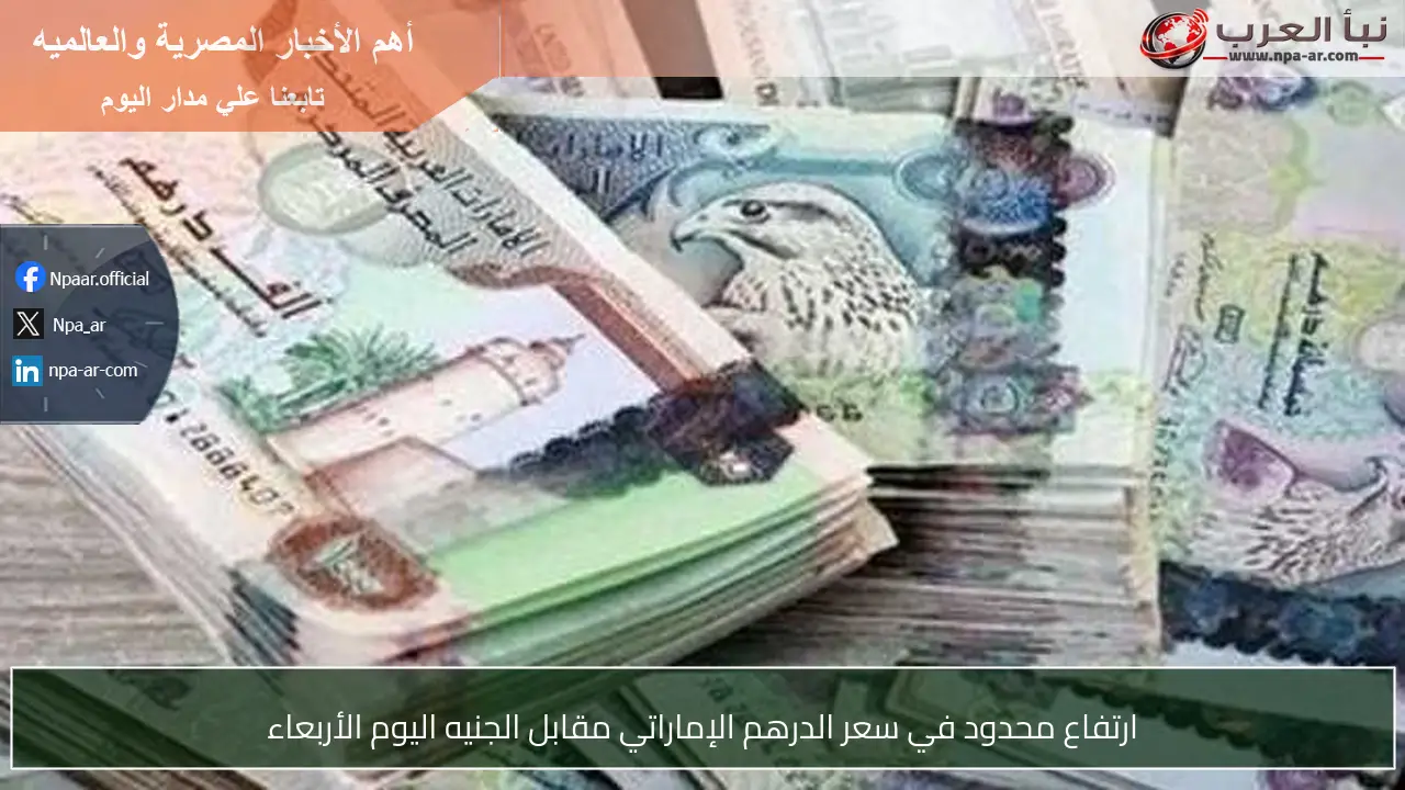 ارتفاع محدود في سعر الدرهم الإماراتي مقابل الجنيه اليوم الأربعاء