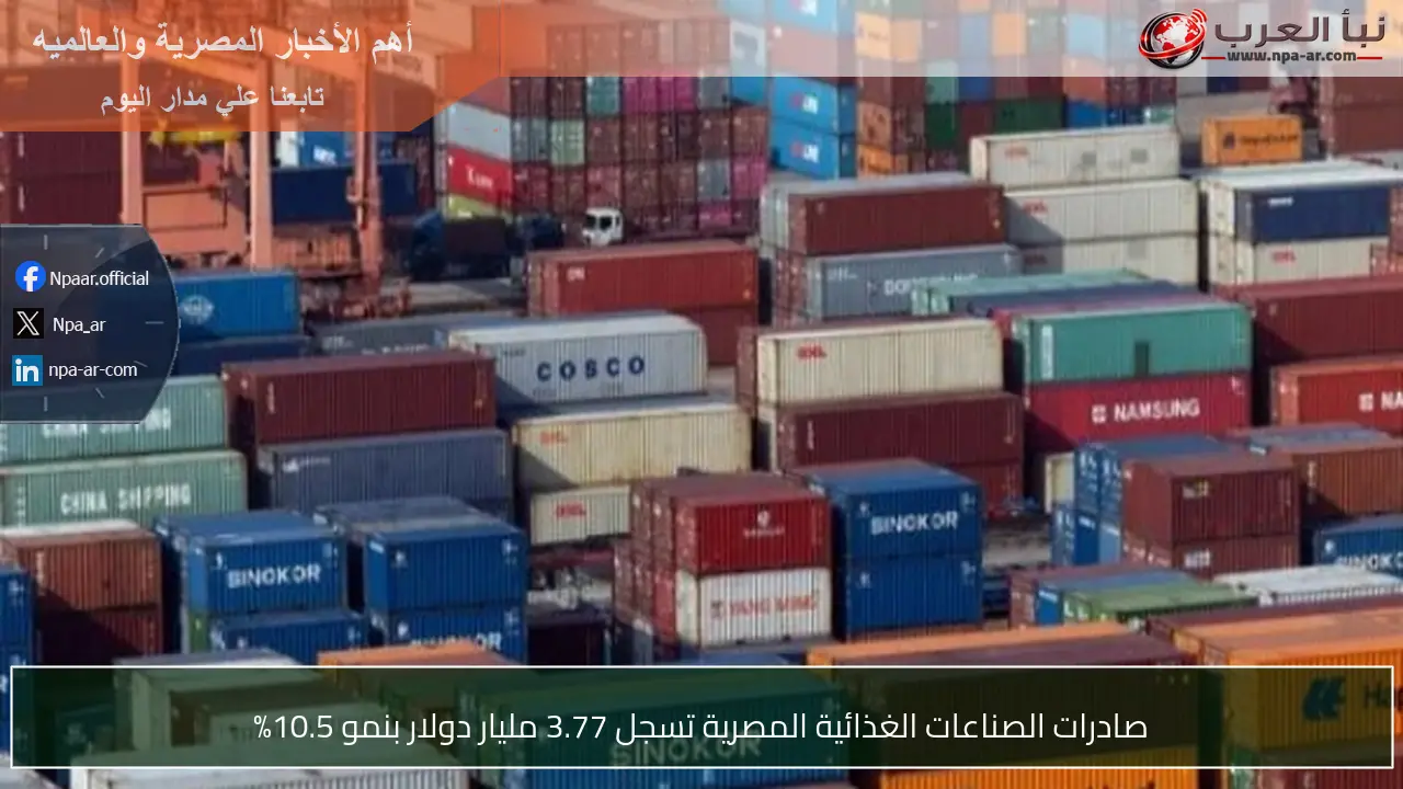 صادرات الصناعات الغذائية المصرية تسجل 3.77 مليار دولار بنمو 10.5%