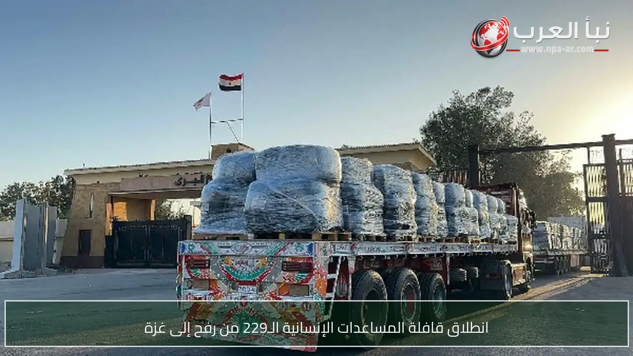 انطلاق قافلة المساعدات الإنسانية الـ229 من رفح إلى غزة