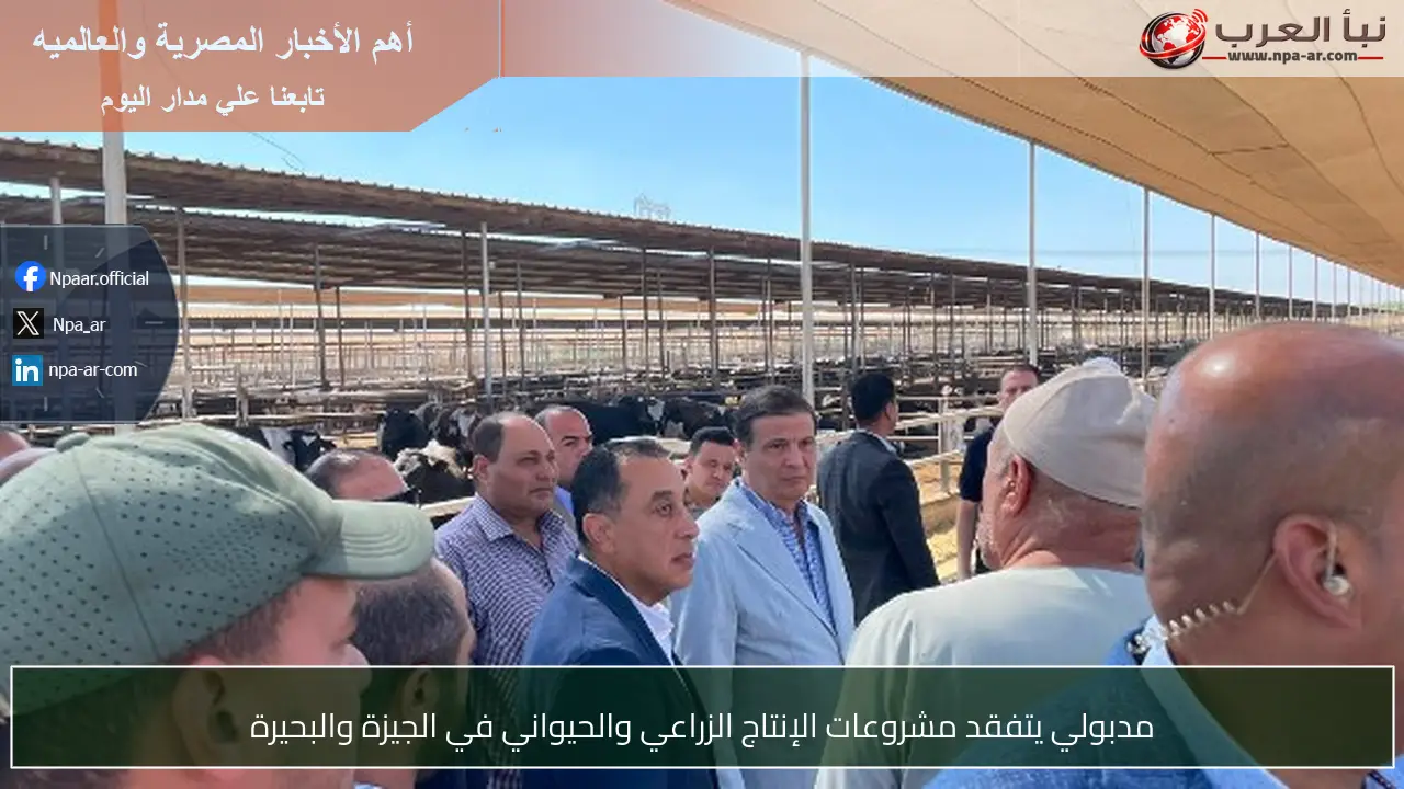 مدبولي يتفقد مشروعات الإنتاج الزراعي والحيواني في الجيزة والبحيرة