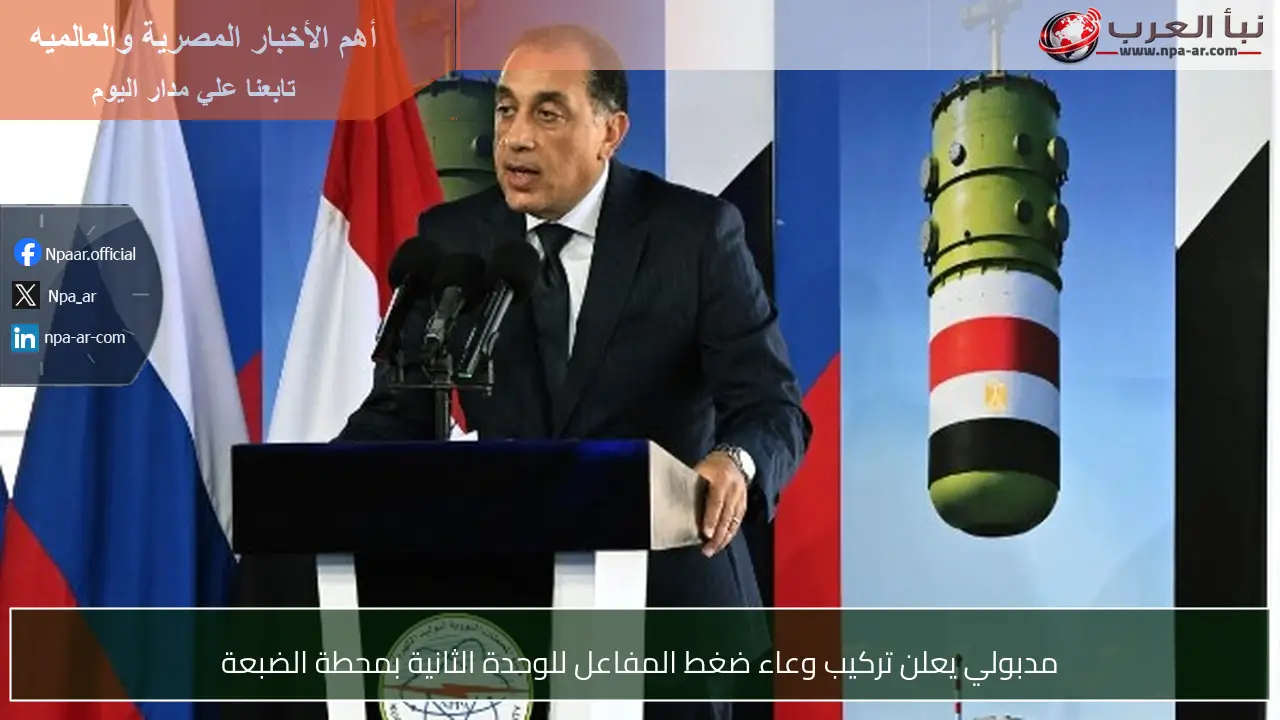 مدبولي يعلن تركيب وعاء ضغط المفاعل للوحدة الثانية بمحطة الضبعة