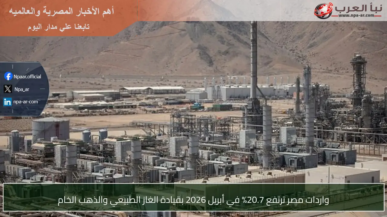واردات مصر ترتفع 20.7% في أبريل 2026 بقيادة الغاز الطبيعي والذهب الخام