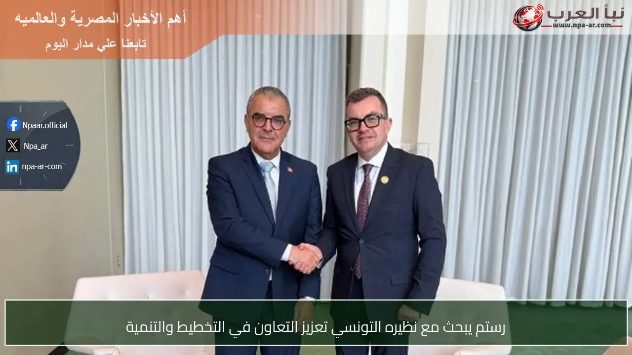 رستم يبحث مع نظيره التونسي تعزيز التعاون في التخطيط والتنمية