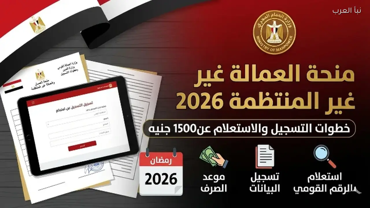 رابط وزارة القوى العاملة للاستعلام عن منحة العمالة الغير منتظمة 2026 بالرقم القومي