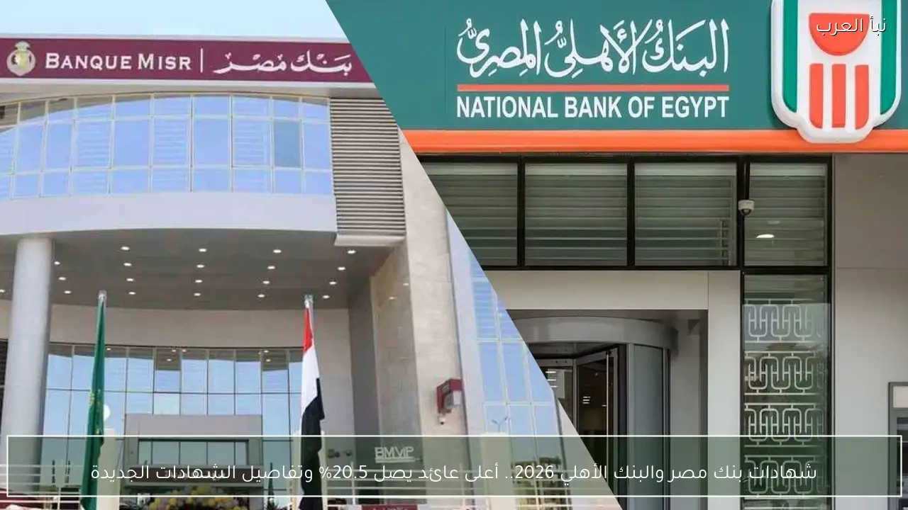 شهادات بنك مصر والبنك الأهلي 2026.. أعلى عائد يصل 20.5% وتفاصيل الشهادات الجديدة
