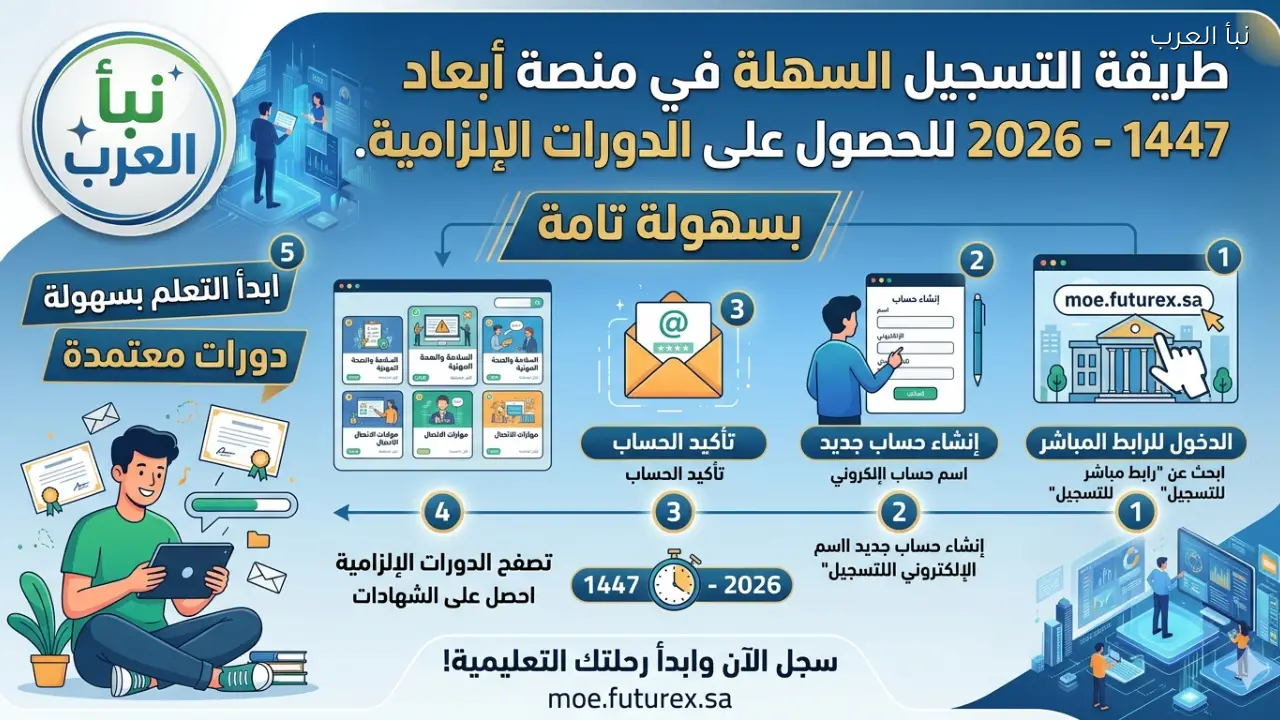 طريقة التسجيل في منصة أبعاد 1447- 2026 للحصول على الدورات الإلزامية بسهولة برابط مباشر moe.futurex.sa