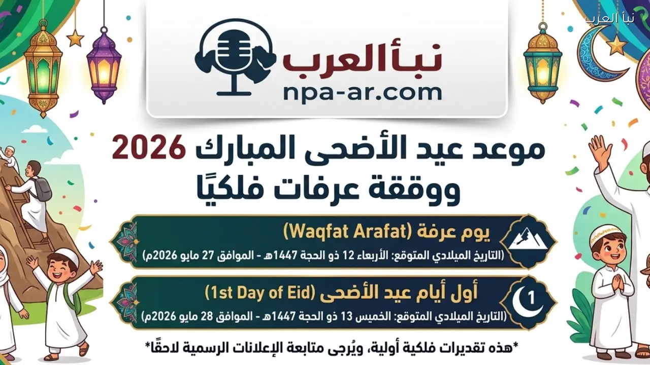 موعد عيد الأضحى 2026 فلكيًا ووقفة عرفات حسب التقديرات الفلكية الرسمية الآن